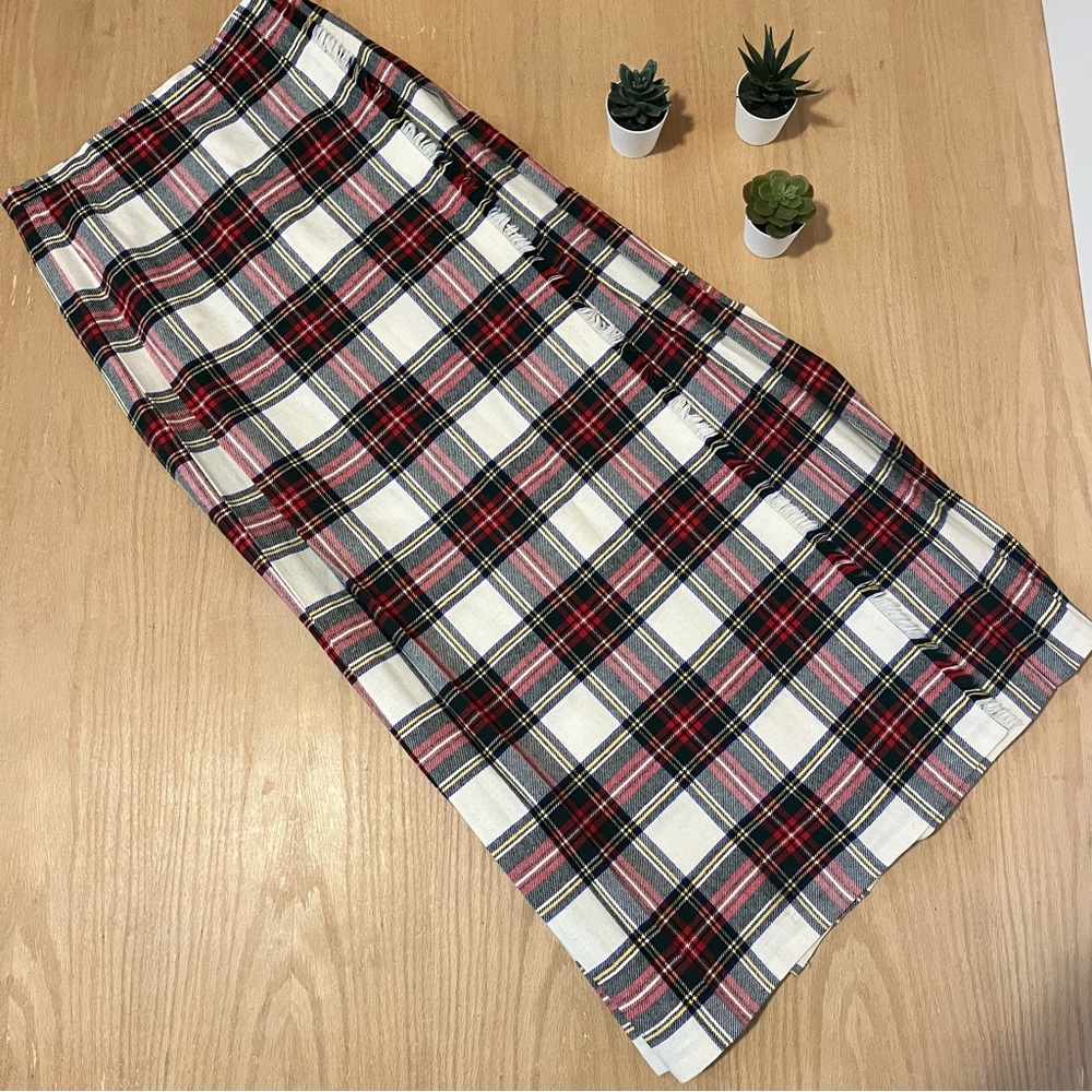 St. Michael Vintage Tartan Kilt Wool Blend Plaid Academia Wrap Skirt